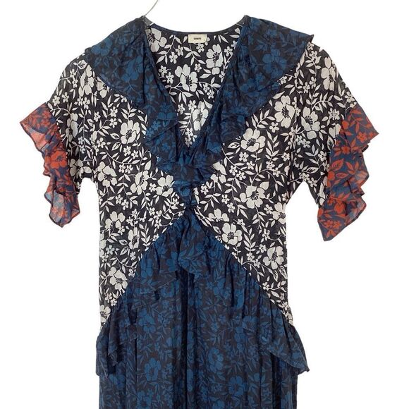 Warm NY Size 0 Floral Mixed Print Maxi Dress Cotton Ruffle Warm Store NYC - Picture 3 of 16